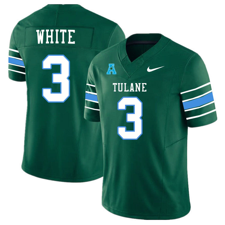 #3 Javion White Tulane Green Wave Jersey College Football Uniforms,Apparels Stitched-Green